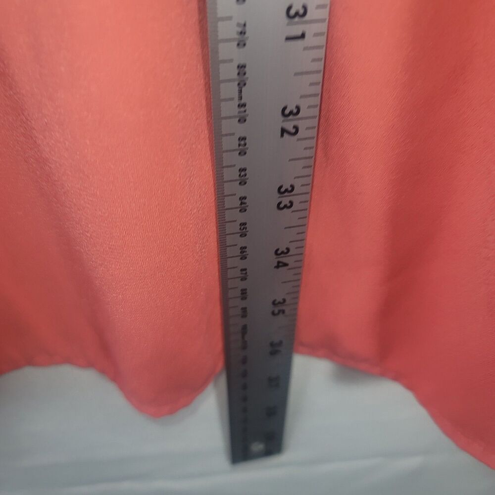 A New Day Coral Pink VNeck Ruffle Hem Dress Short Sleeve Size L Shift Tunic Mini - Picture 5 of 8